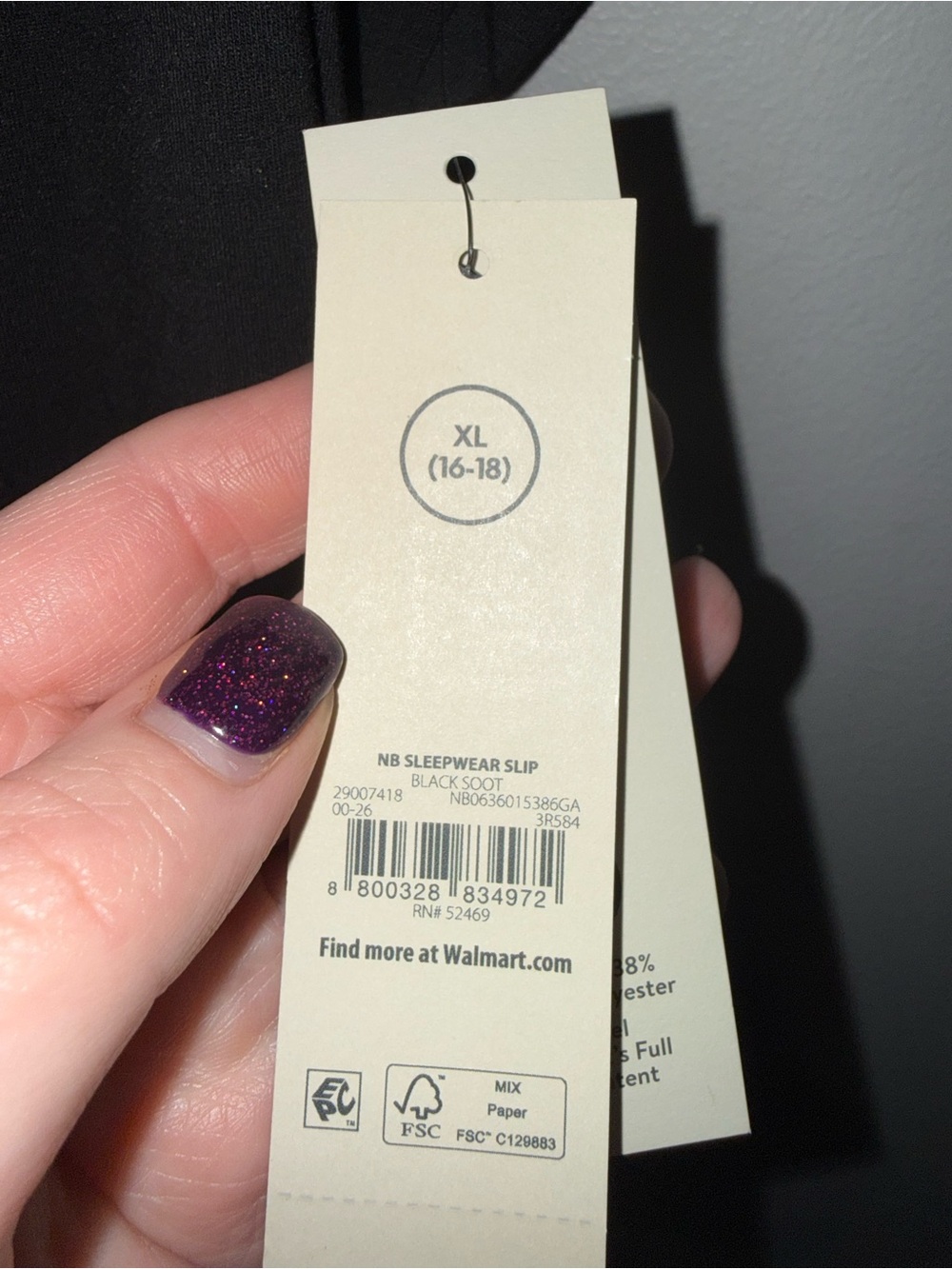 No Boundaries Black Sleep Chemise XL - Picture 4 of 5